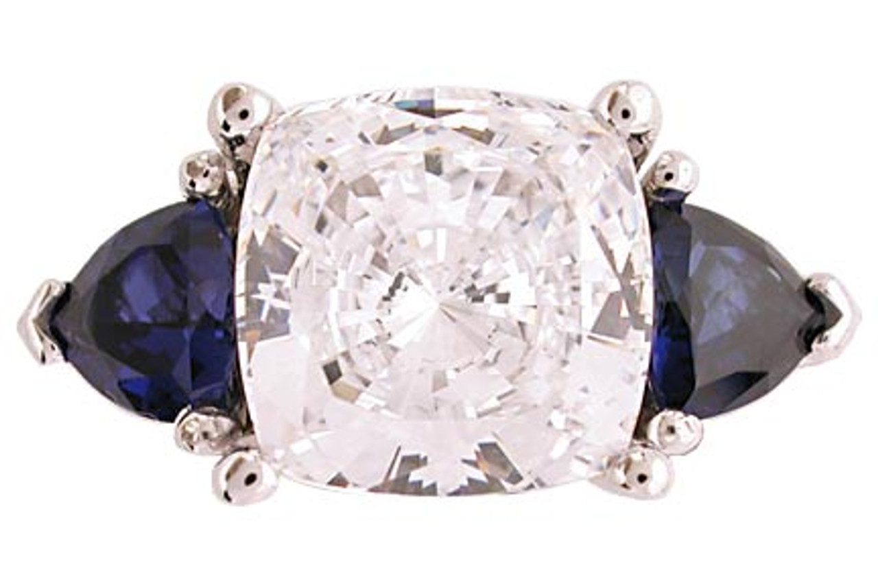 4 Carat Cushion Cut Cz Three Stone Ring