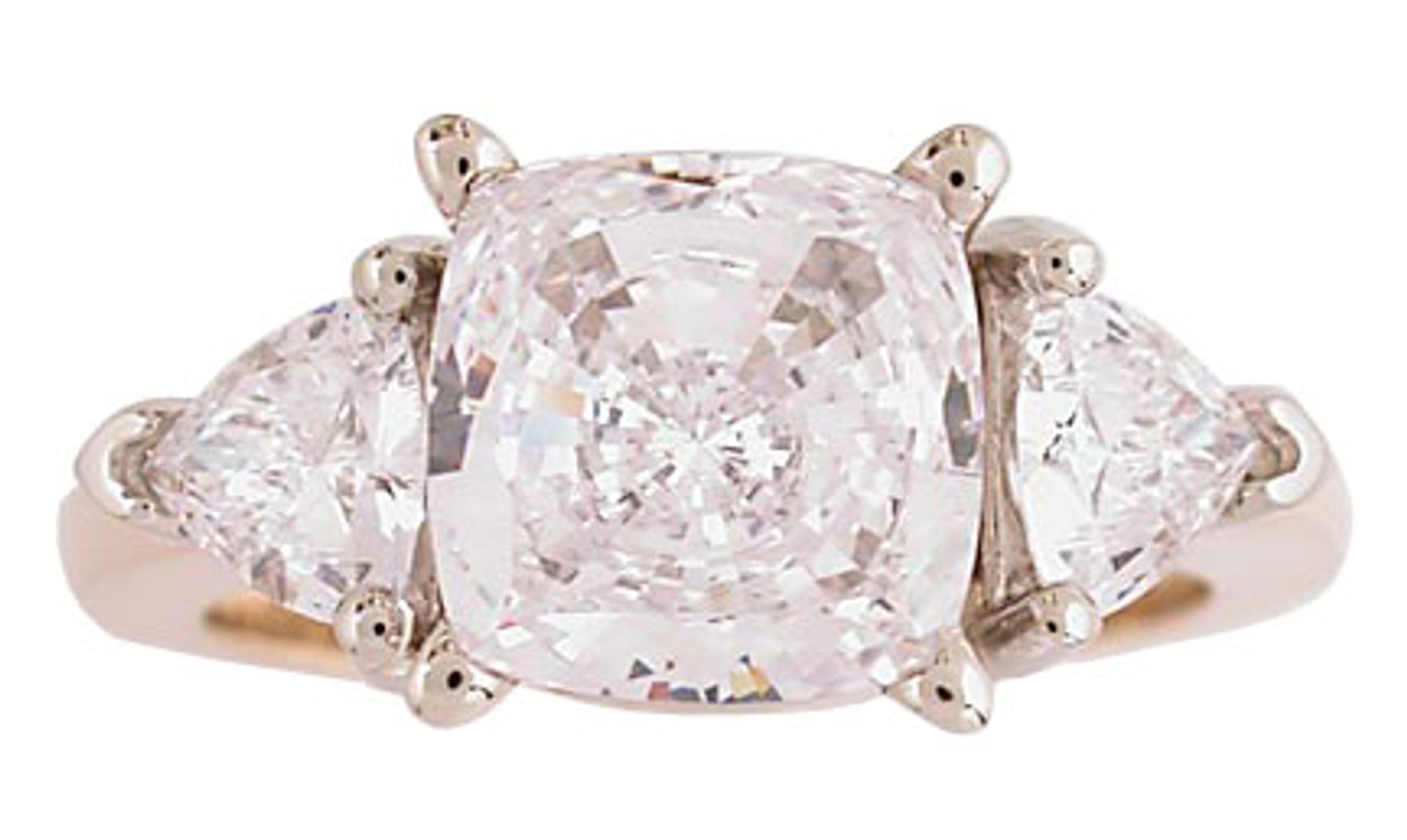 3 Carat Cushion Cut CZ Three Stone Ring