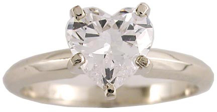 1 Carat Heart CZ Solitaire in 14 Karat White Gold