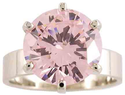 4.00Ct Pink Round Cubic Zirconia Wide Band Solitaire