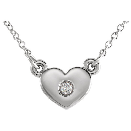 14Kt White Gold Heart Shaped CZ Pendant