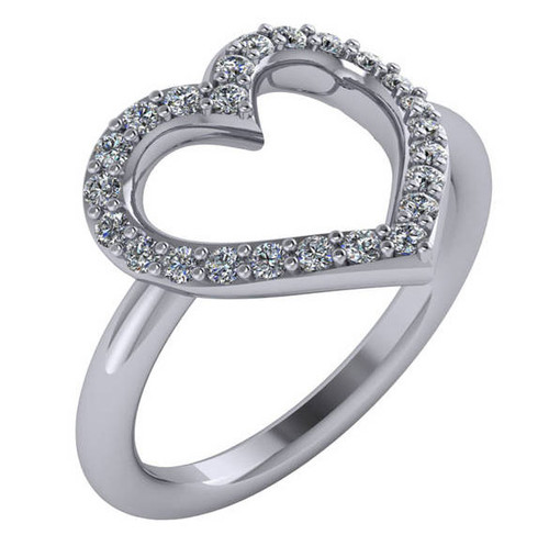 Solid 14Kt Gold CZ Heart Ring