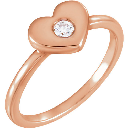 14Kt Pink Gold Heart Shaped Ring