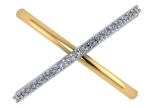 Two Tone CZ Criss Cross Ring