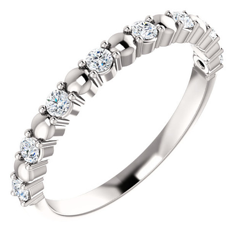 Highest Quality Cubic Zirconia Stackable Band in Solid 14 Karat White Gold