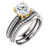 1.50 Carat Flawless Cubic Zirconia Engagement Set in Two-Tone Solid 14 Karat White & Yellow Gold