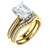 Flawless 2 Carat Emerald Cut Cubic Zirconia Engagement Set in Solid 14 Karat Yellow Gold