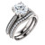 Flawless 2 Carat Cubic Zirconia Bridal Set in Solid 14 Karat White Gold