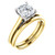 Stunning 2 Carat Cushion Cut Cubic Zirconia in Solid 14 Karat Yellow Gold & White Gold Accents