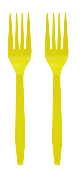 Yellow plastic forks