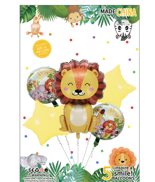 Jungle helium balloons bouquet 5pc