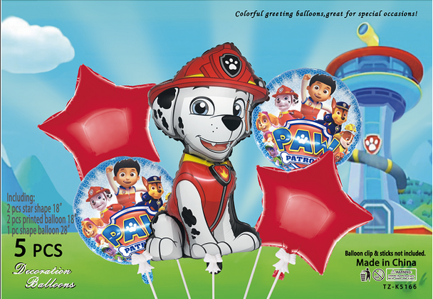 Paw Patrol helium balloons bouquet 4pc