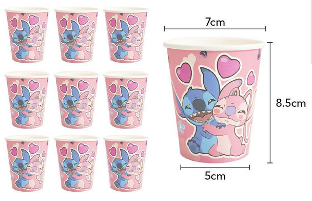 Pink Stitch themed paper cups 10pc
