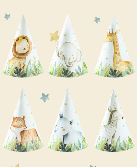Jungle party hats 10pc