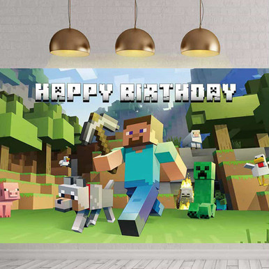 Minecraft Style Vinyl Backdrop | Party Shop Supplies