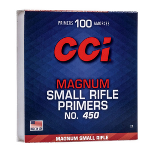 CCI NO 450 MAGNUM SMALL RIFLE PRIMERS 100 CCI NO 450 MAGNUM SMALL RIFLE PRIMERS 100