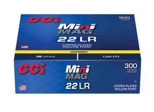 22LR 36GR MINI MAG COPPER PLATED HOLLOW POINT 300 ROUNDS 22LR 36GR MINI MAG COPPER PLATED HOLLOW POINT 300 ROUNDS