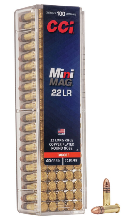 CCI 22lr  40gr Mini-Mag Target Copper Plated Round Nose 100 Rds