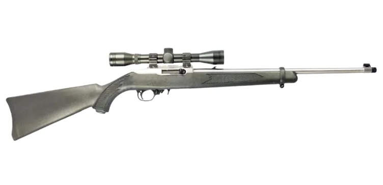 22LR RUGER 10/22 STAINLESS SYNTHETIC PACKAGE  EAGLE OPTIK 3-9X40 SCOPE AND SUPPRESSOR