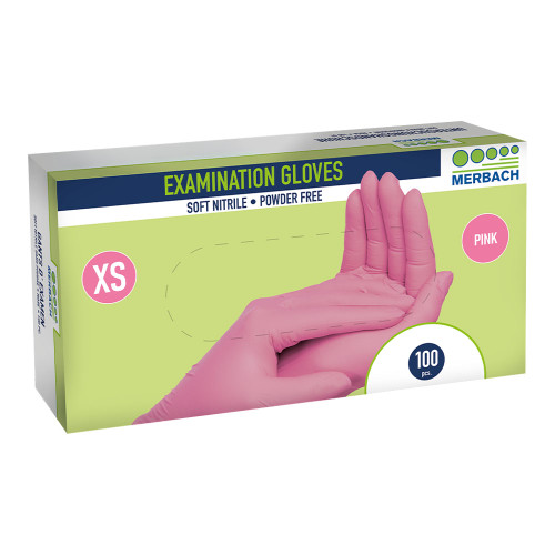 Merbach - Soft Nitrile Gloves - Pink - Box of 100