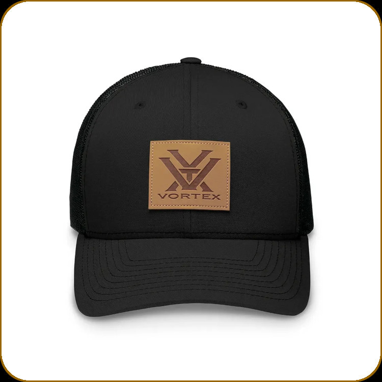 Vortex - Barneveld 608 Cap - Black/Black w/Leather Patch - 120-31