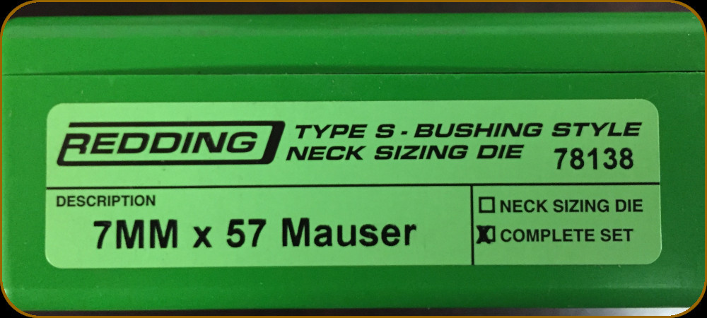 Redding - Type S-Bushing Neck Sizing Die Set - 7mm x 57 Mauser