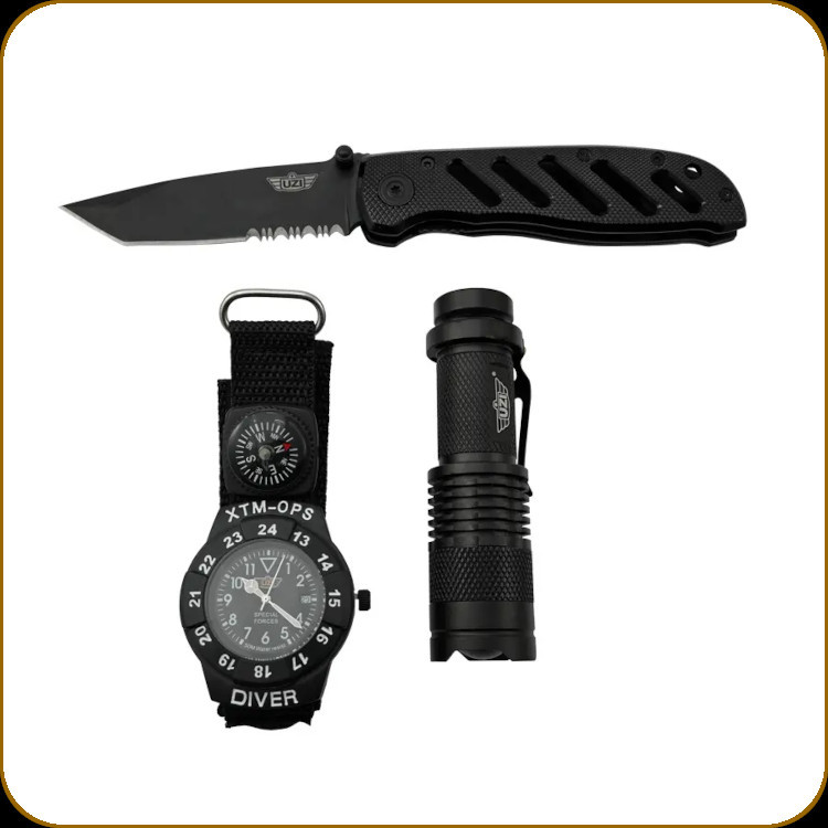 UZI - Special Forces Gift Set - Watch, Knife, Flashlight - UZI-SFS-1