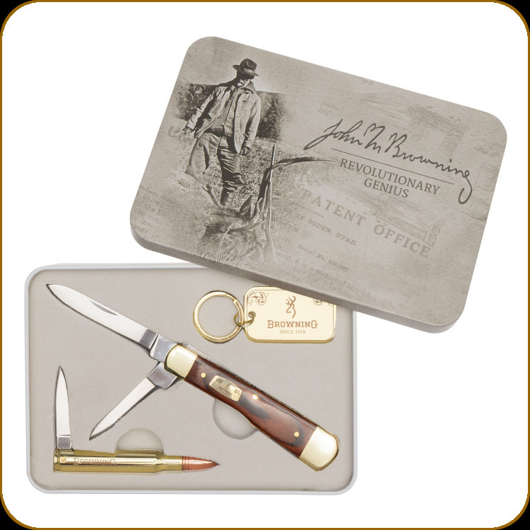 BROWNING 100周年記念 ナイフ3本セット限定品 木箱鍵付R8SB440 Browning - 2025 John M. Browning Commemorative Gift Set - 3pc