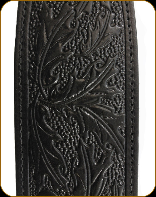 Levy's Leather - Leather Sling - 2 1/4" Black Acorns & Leaves Cobra Style - SN20T01-BLK Levy's Leather - Leather Sling - 2 1/4" Black Acorns & Leaves Cobra Style - SN20T01-BLK