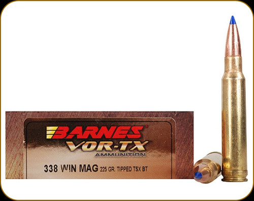 Barnes - 338 Win Mag - 225 Gr - VOR-TX - TTSX (Tipped Triple-Shock X) - Boat Tail - 20ct -  21542