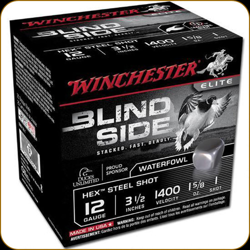 Winchester - 12 Ga 3.5" - 1 5/8oz - Shot 1 - Blind Side - Hex Steel Shot - 25ct - SBS12L1