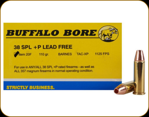 Buffalo Bore - Heavy 38 Special+P - 110 Gr - Barnes TAC-XP - Lead Free Hollow Point - 20ct - 20F