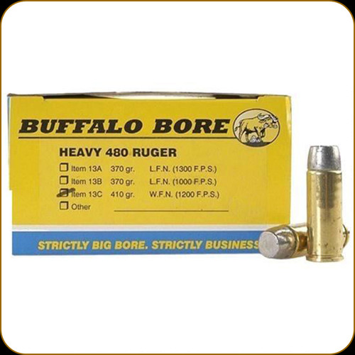 Buffalo Bore - Heavy 480 Ruger - 410 Gr - Hard Cast LBT Wide Flat Nose - 20ct - 13C