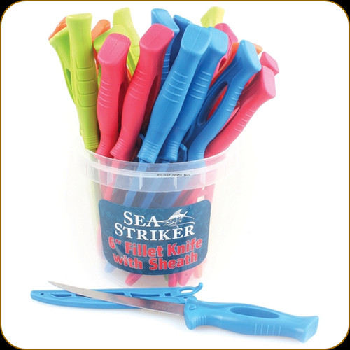 Sea Striker - 6" Fillet Knife w/Sheath - Stainless Steel Blade - Colored Comfort Grip Handle - Blue