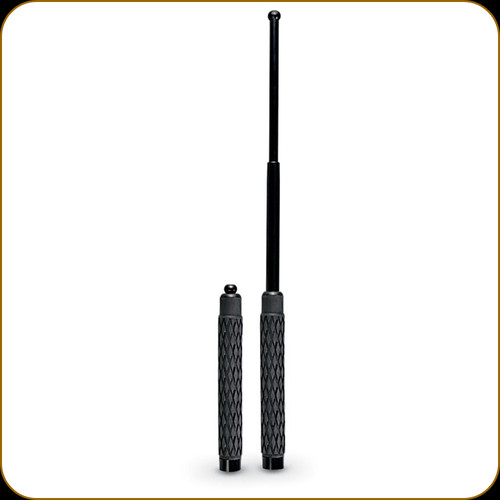 Kwik-Force - Solid Steel Expandable Baton - 21" - Rubber Handle - Nylon Pouch - Black - 220032-21