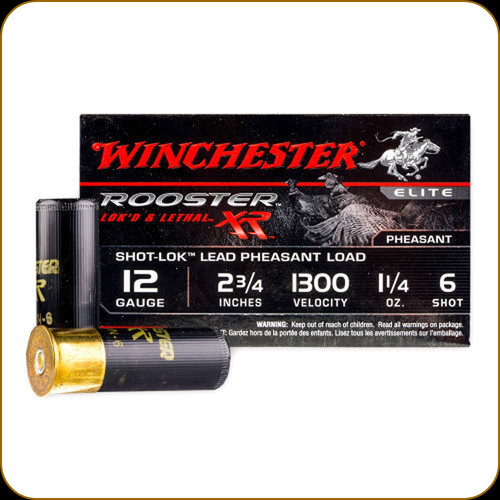 Winchester - 12 Ga 2.75" - 1 1/4oz - Shot 6 - Rooster XR - Shot-Lok Lead Pheasant Load - 15ct - SRXR126