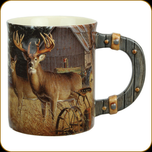 Rivers Edge - Deer/Farm Scene - 3D Ceramic Mug - 15oz - 2431