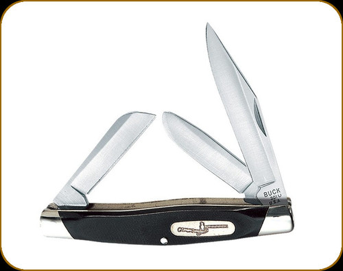 Buck Knives - Stockman Knife - Clip, Spey and Sheepsfoot Blades - 420HC Stainless Steel - Black Valox Handle w/Nickel Silver Bolsters - 0301BKS-B/2587
