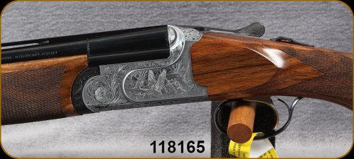 Rizzini - 16Ga/2.75"/29" - Aurum - Select Turkish Walnut Stock w/ Checkered Prince of Wales Grip, Rounded Forend/game scene & ornamental scroll engraving Coin Finish Receiver/Blued Barrels, Single Select Trigger, Auto Ejectors, S/N 118165