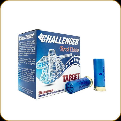 Challenger - 12 Ga 2.75" - 1oz - Shot 8 - First Class Target Load - Light Load - 25ct - 40008 Challenger - 12 Ga 2.75" - 1oz - Shot 8 - First Class Target Load - Light Load - 25ct - 40008