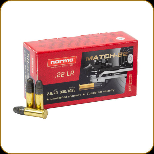Norma - 22 LR - 40 Gr - Match-22 - Lead Round Nose - 50ct - 2425076