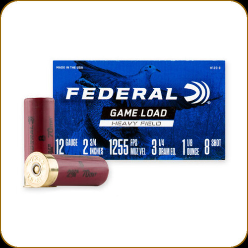 Federal - 12 Ga 2.75" - 1 1/8oz - Shot 8 - Game Load - Heavy Field - 25ct - H123 8