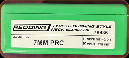 Redding - Type S-Bushing Neck Sizing Die Set - 7mm PRC - 78936 Redding - Type S-Bushing Neck Sizing Die Set - 7mm PRC - 78936
