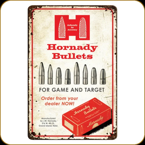 Hornady - Bullets Rustic Tin Sign - 12"x18" - 99145