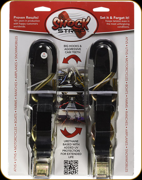 Shock Strap - Tie Down Strap - 6' - Black - 2pk - 6DB