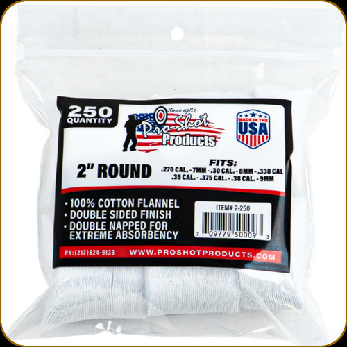 Pro-Shot - Cotton Cleaning Patches - .270 - 38 Cal - 2" Round - 250ct - 2-250