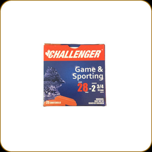 Challenger - 28 Ga 2.75" - 3/4oz - Shot 7.5 - Game and Sporting - 25ct - 10057 Challenger - 28 Ga 2.75" - 3/4oz - Shot 7.5 - Game and Sporting - 25ct - 10057