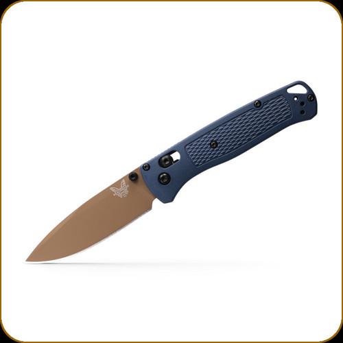 Benchmade Knives - Bugout - 3.24" Flat Dark Earth Blade - CPM-S30V - Crater Blue Grivory Handle - 535FE-05
