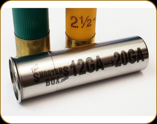 The Shooters Box - 12 Ga to 20 Ga Shotgun Adapter - 2.75" Smooth Bore Chamber Reducer - Stainless Steel