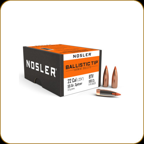Nosler - 22 Cal - 55 Gr - Ballistic Tip Varmint - Spitzer - 100ct - 39526